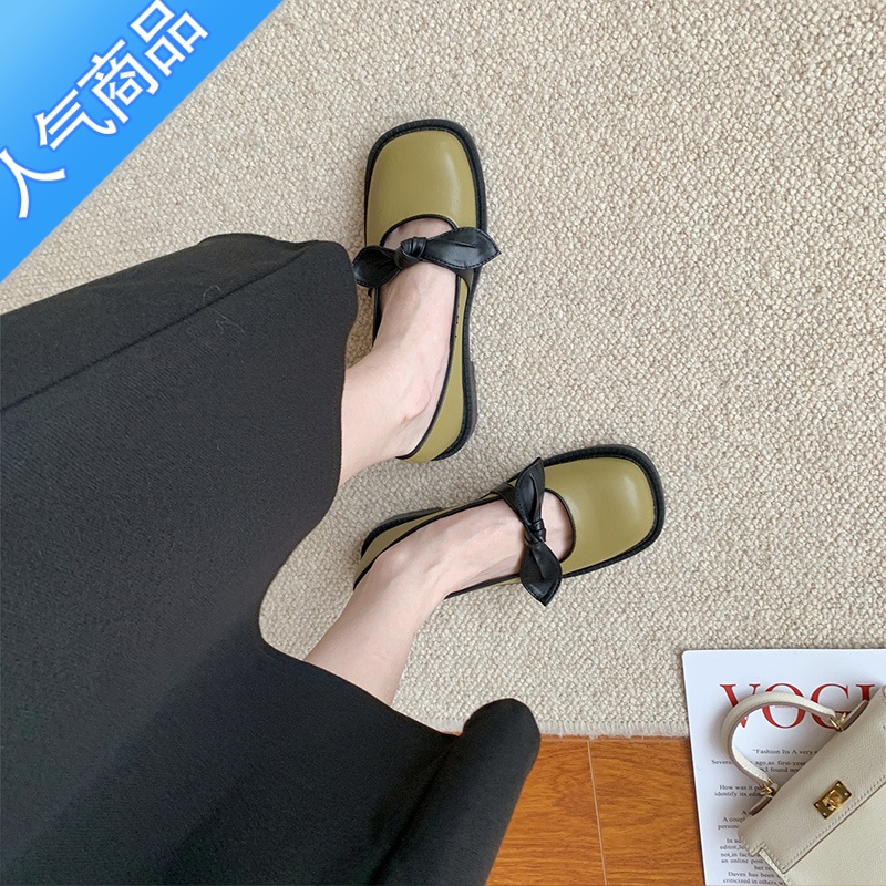SUNTEK浅口玛丽珍单鞋女款秋季2023年新款蝴蝶结乐福鞋法式温柔晚晚鞋