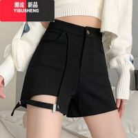 YIBUSHENG黑色短裤女季外穿新款高腰修身显瘦靴裤辣妹女团打底休闲裤