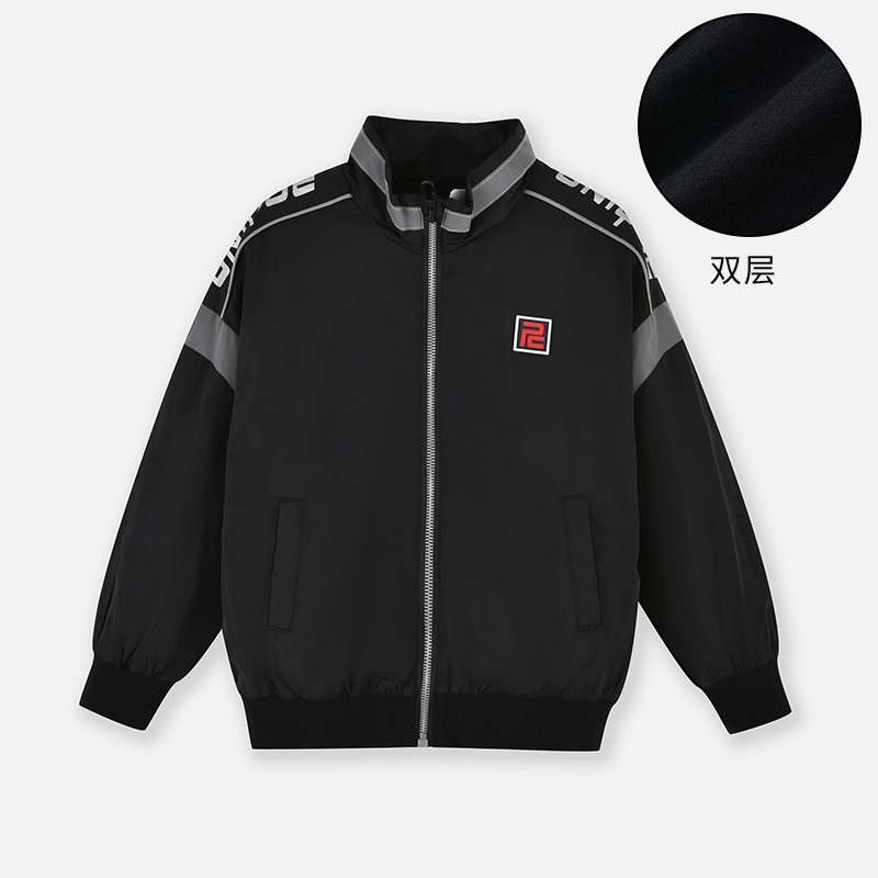 [直降价:59元]铅笔俱乐部秋冬新款男童外套中大童双层棒球服儿童反光条夹克