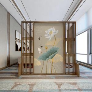 森美人屏风隔断客厅玄关新中式实木镂空格栅定制办公室入户茶室装饰座屏