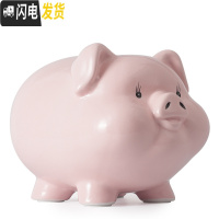 三维工匠陶瓷存钱罐儿童不可取只进不出大人用家用储蓄罐纸币硬币两用网红 一号粉9寸只进不出