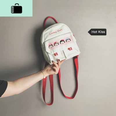 双肩包包女新款2020休闲可爱帆布小包流行百搭ins大学生上课书包NEW LAKE女士单肩包