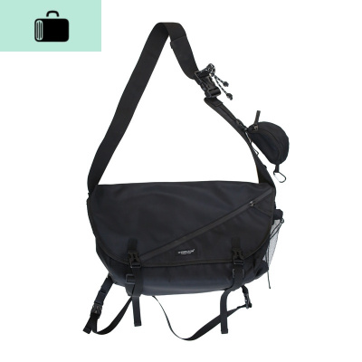 男士工装包大容量斜挎包2020新款跨包潮牌邮差单肩背包学生机能包NEW LAKE 黑色男士斜挎包