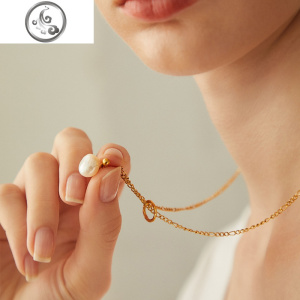 天然珍珠吊坠项链百搭ins简约大方优雅闺蜜锁骨链女学生森系清新 JiMi 圈套项链