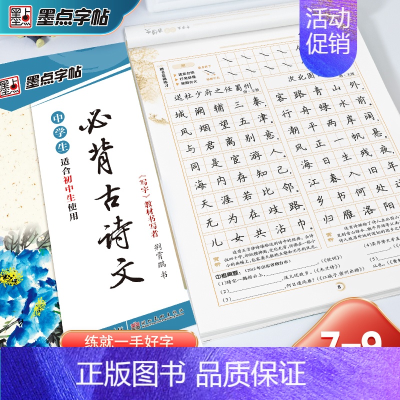 初中生必背古诗文--楷书 [正版]荆霄鹏楷书行楷字帖7000字常用字正楷钢笔字帖初学者硬笔书法教程初中高中生成人男女生字