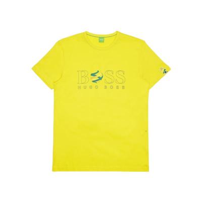 HUGO BOSS男士黄色圆领短袖T恤舒适透气休闲单品25夏季新款
