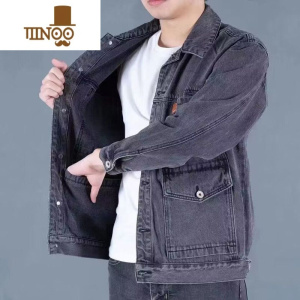 YANXU款牛仔外套2023新款日系潮牌多口袋工装宽松大码男装夹克