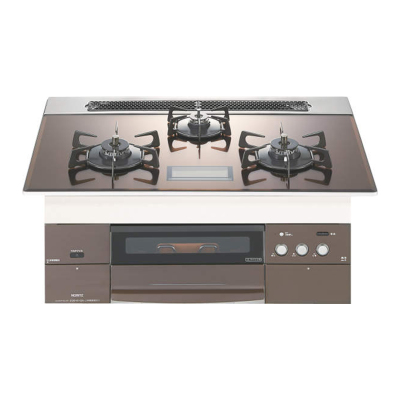 日本原装进口NORITZ/能率燃气灶烤箱灶PROGRE PLUS系列酒红色N3S03PWAS4BREC天然气75cm