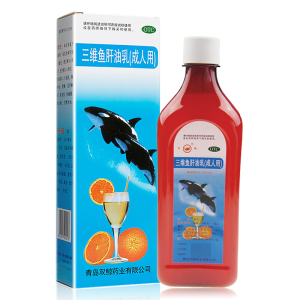 双鲸 三维鱼肝油乳380ml 用于预防和治疗因成人维生素A及D C缺乏所引起的各种疾病 如夜盲症 眼干燥症 角膜软化症