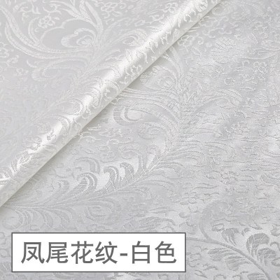 家柏饰(CORATED)织锦缎布料 绸缎旗袍面料中国风民族唐装香包仿真丝 丝绸锦缎布料 凤尾花纹-白色(宽90cm)