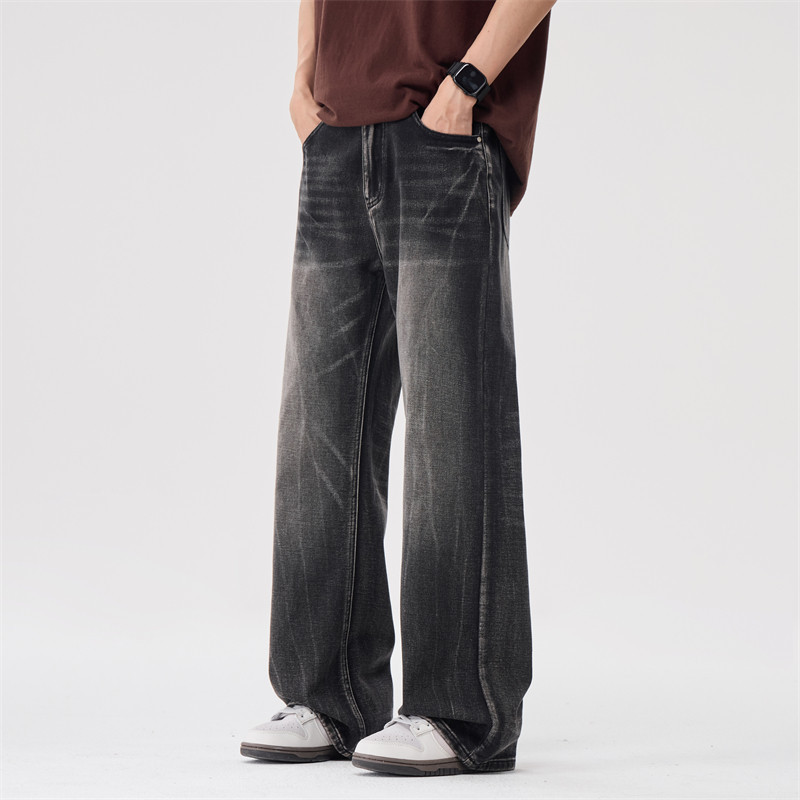 2026春夏季新款高街水洗复古牛仔裤男士潮牌直筒宽松时尚休闲长裤