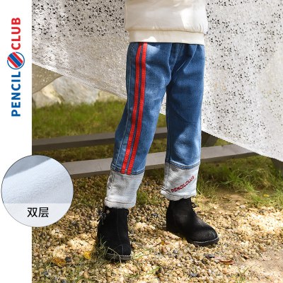 [1件3折]铅笔俱乐部童装女小童牛仔裤秋季宝宝双层裤子百搭长裤