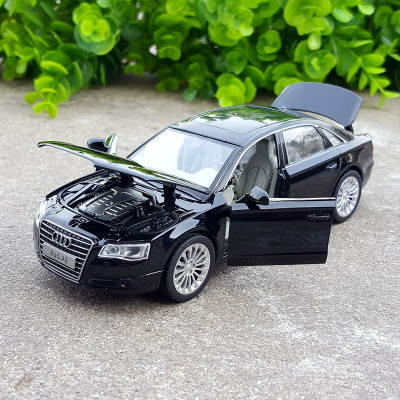 1:32奥迪A8L原厂仿真合金汽车模型金属车模型声光回力玩具车摆件奥迪a8黑色