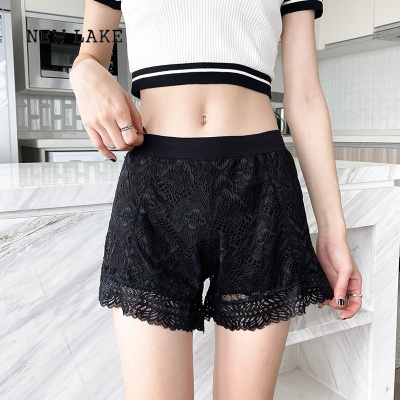 lake蕾丝镂空防走光安全裤女夏季薄款可外穿居家宽松不卷边jk打底短裤