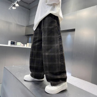 男童春装裤子2026新款中大童春秋款男孩春季休闲儿童直筒格子长裤