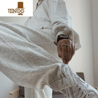 YANXU雪花灰流行色基础卫裤直筒宽松收口束脚侧拉链运动裤男女同款