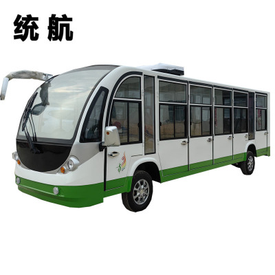 统航电动观光车6排17座景区园区观光游览车电动四轮接待中转车
