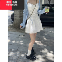 YIBUSHENG甜辣妹白色连衣裙春季2024新款时尚小清新收腰碎花吊带短裙女ins