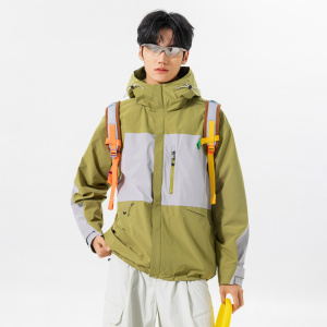 夹克男春秋季新款连帽美式潮牌户外冲锋衣时尚百搭休闲情侣款穿搭