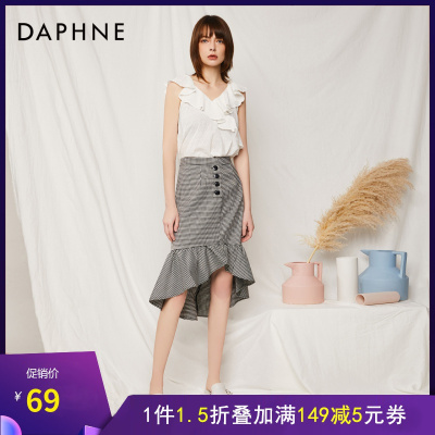 Daphne/达芙妮优雅珍珠圆扣一字凉拖1019303047