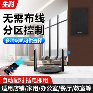 先科(SAST) 无线发射音响 RR808+D3一拖六带6个无线壁挂喇叭 音箱无需布线即插即用吊顶嵌入式吸顶喇叭音箱