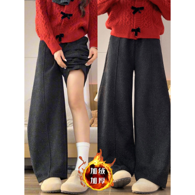羊羔绒卫裤女冬加绒加厚保暖棉裤外穿小个子毛呢休闲阔腿裤子_57_883