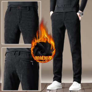 裤子男春秋灯芯绒休闲裤弹性男款加绒直筒休闲长裤韩版百搭男装裤_53