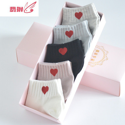 袜子女短袜夏季薄款浅口韩国可爱日系ins潮爱心船袜低帮费琳