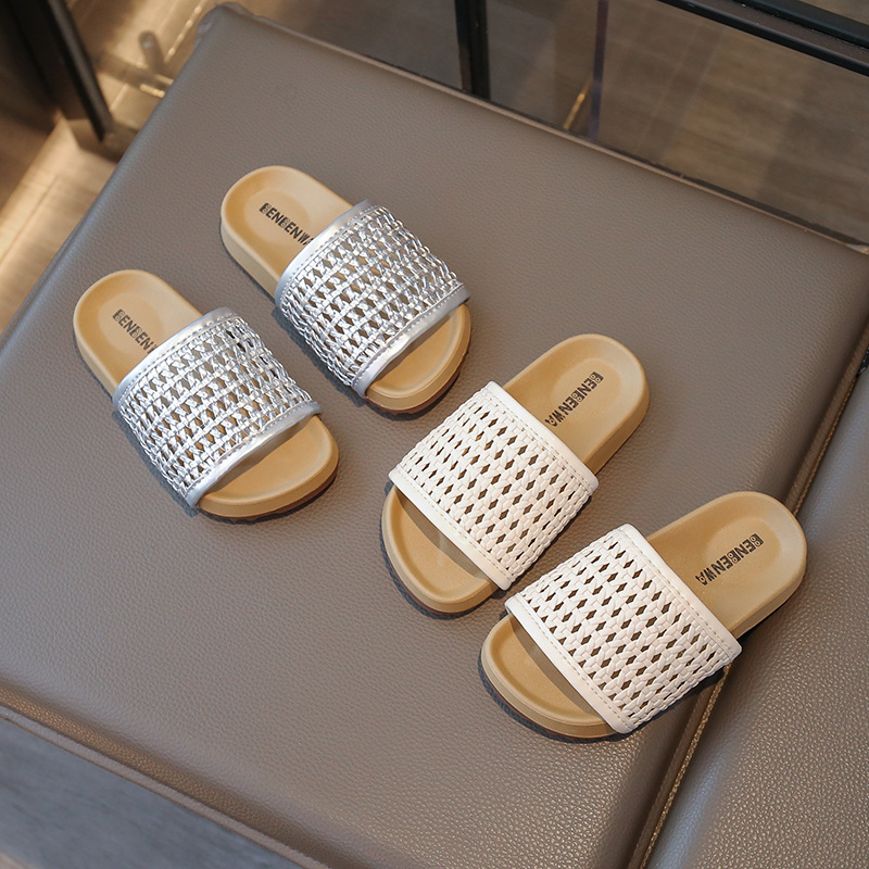 儿童拖鞋可外穿编织勃肯鞋夏天海边鞋子露趾户外凉拖鞋一字公主鞋