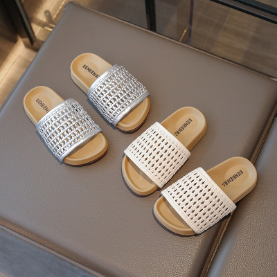 儿童拖鞋可外穿编织勃肯鞋夏天海边鞋子露趾户外凉拖鞋一字公主鞋