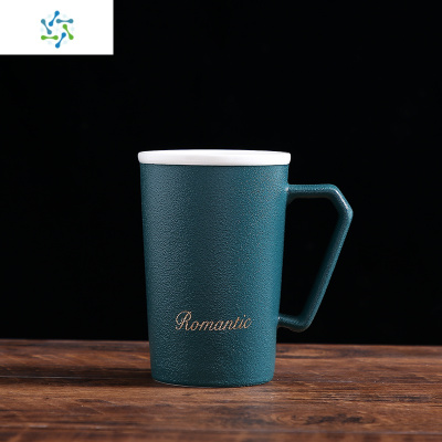 北欧ins创意马克杯带木盖勺简约个性潮流陶瓷杯子咖啡水杯女家用三维工匠