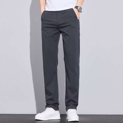 男士深灰直筒休闲裤弹力商务通勤裤春夏透气百搭裤子_841