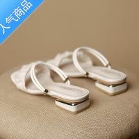 SUNTEK凉鞋女夏季平底鞋2023年新款两穿凉拖鞋女外穿气质一字带晚风粗跟