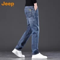 Jeep吉普高端牛仔裤男款2025新款夏季薄款宽松直筒弹力男士长裤子