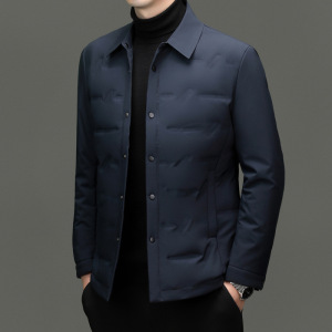 白鸭绒外套男士冬季翻领中青年休闲保暖纯色轻薄羽绒服男