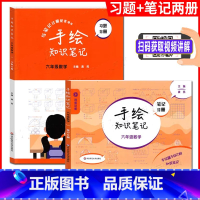 6年级 初中通用 [正版]手绘知识笔记数学 六年级 笔记分册+习题分册 6年级学霸练笔记 配套视频讲解初中数学龚民主编