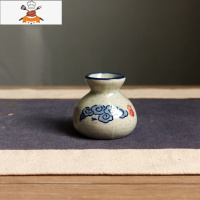 日式复古牙签盒烟灰缸创意家用客厅茶几陶瓷烟灰缸牙签筒套装 敬平 祥云布袋牙签筒