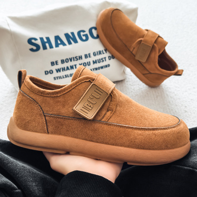 2026春季新款大码时尚舒适休闲鞋勃肯鞋魔术贴一脚蹬豆豆男鞋