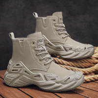 个性工装机械风马丁靴男士包跟包头潮鞋厚底增高男鞋高帮秋冬新款