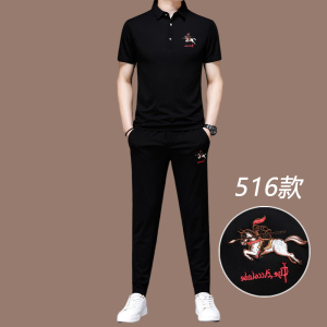 恒源祥高端品牌男士休闲运动服套装男夏季冰丝短袖男潮流时尚帅气