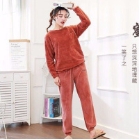暖暖套仙女珊瑚绒加厚懒人睡衣女长裤可外穿宽松保暖家居服两件套