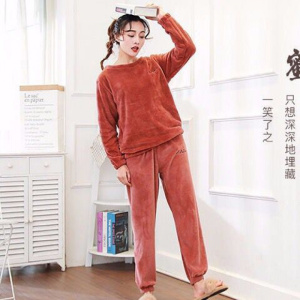 暖暖套仙女珊瑚绒加厚懒人睡衣女长裤可外穿宽松保暖家居服两件套