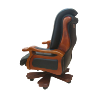 鸿业盛大FSA-049可躺老板椅西皮办公椅电脑椅大班椅实木脚椅子 黑色西皮