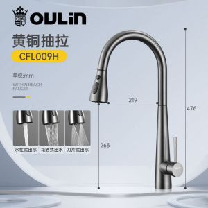 欧琳OULIN厨房龙头单孔冷热双控触控节水高雅黑色简约现代款