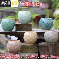 三维工匠陶瓷特小号多肉植物多色套装控型迷你多肉拇指肉肉花盆创意 冰裂风格(随机4) 中小花盆容器