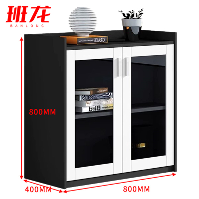 班龙茶水柜矮柜两门玻璃台