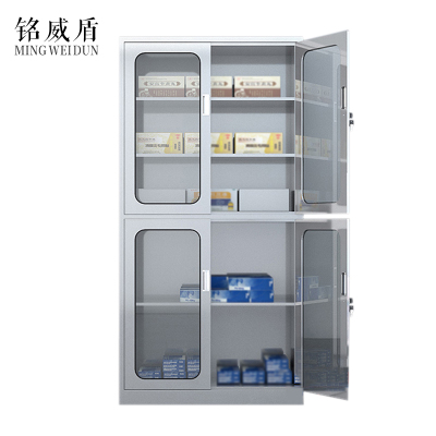 铭威盾室文件柜不锈钢柜子储物柜资料柜档案柜带锁文件柜304上下玻文件柜