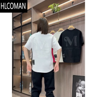 HLCOMAN2025夏季新款时尚潮流百搭字母发泡短袖T恤男女燕尾宽松半袖上衣