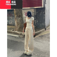 YIBUSHENG美式甜辣V领设计感小众短袖T恤女季小个子正肩修身显瘦短款上衣