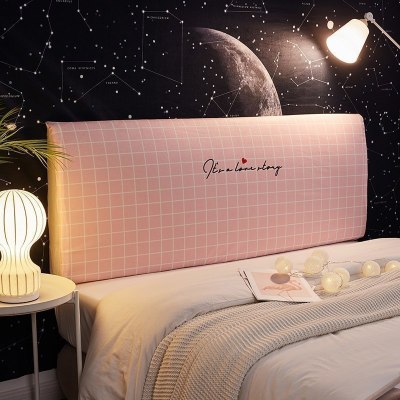 北欧床头罩套全包软包防尘罩床靠背罩保护套1.8米1.5m 格格屋(粉) 长180cm[床头高50cm-65cm以内适用]